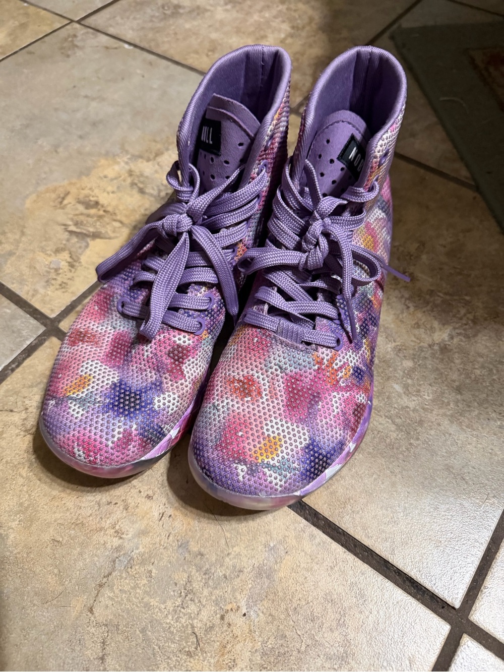 No Bull Purple Floral Women's High-Top Sneakers